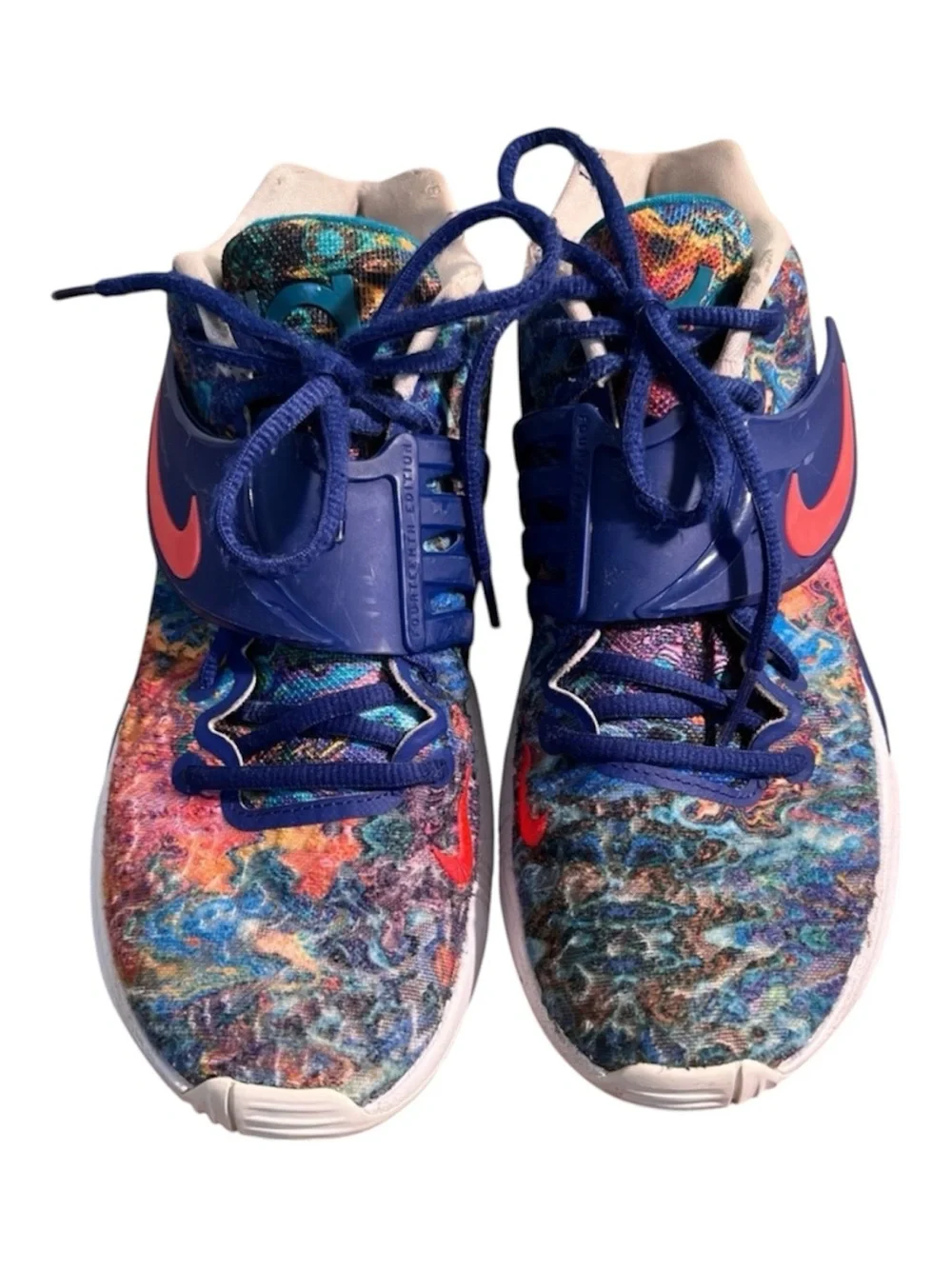 Nike KD 14 Psychedelic Men’s Basketball Shoes Deep Royal Blue/Pale Coral/Coconut - Picture 2 of 16